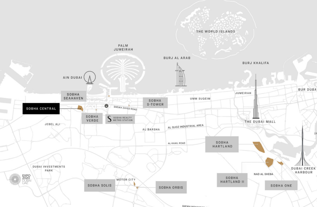 Sobha Central Location Map